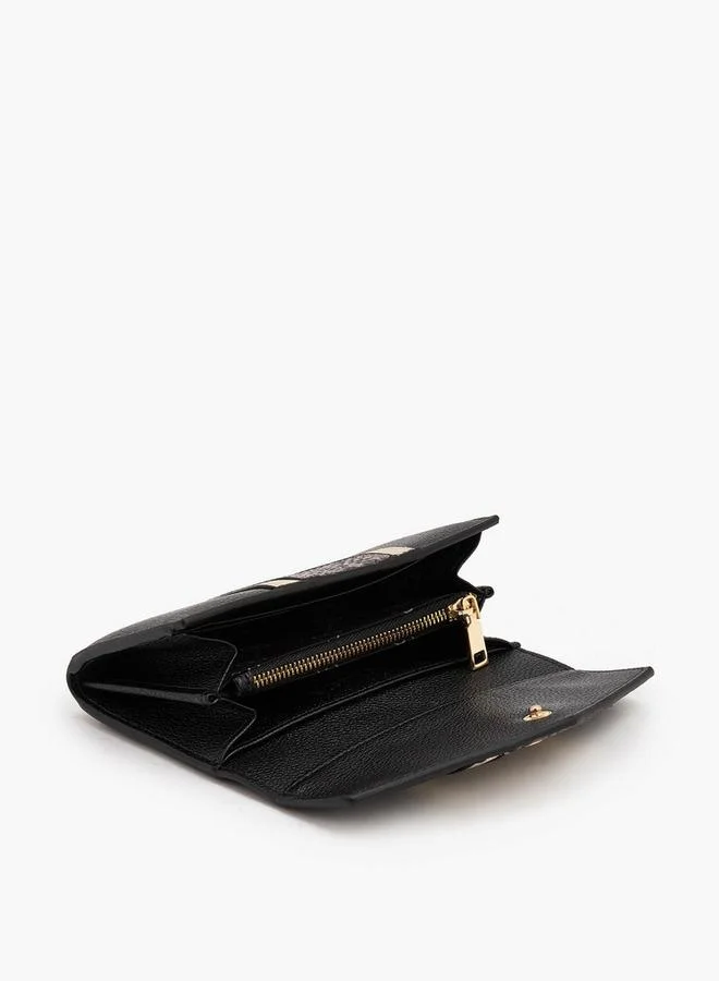 سيليست Textured Wallet With Snap Button Closure